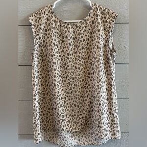 Halogen Tan Sleeveless Leopard Print Blouse